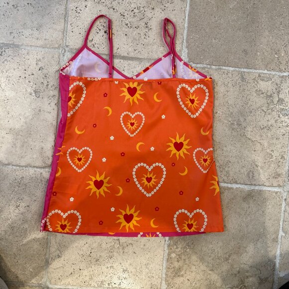 Never Fully Dressed Satin Cami Top- Sun & Heart Print - Picture 6 of 7